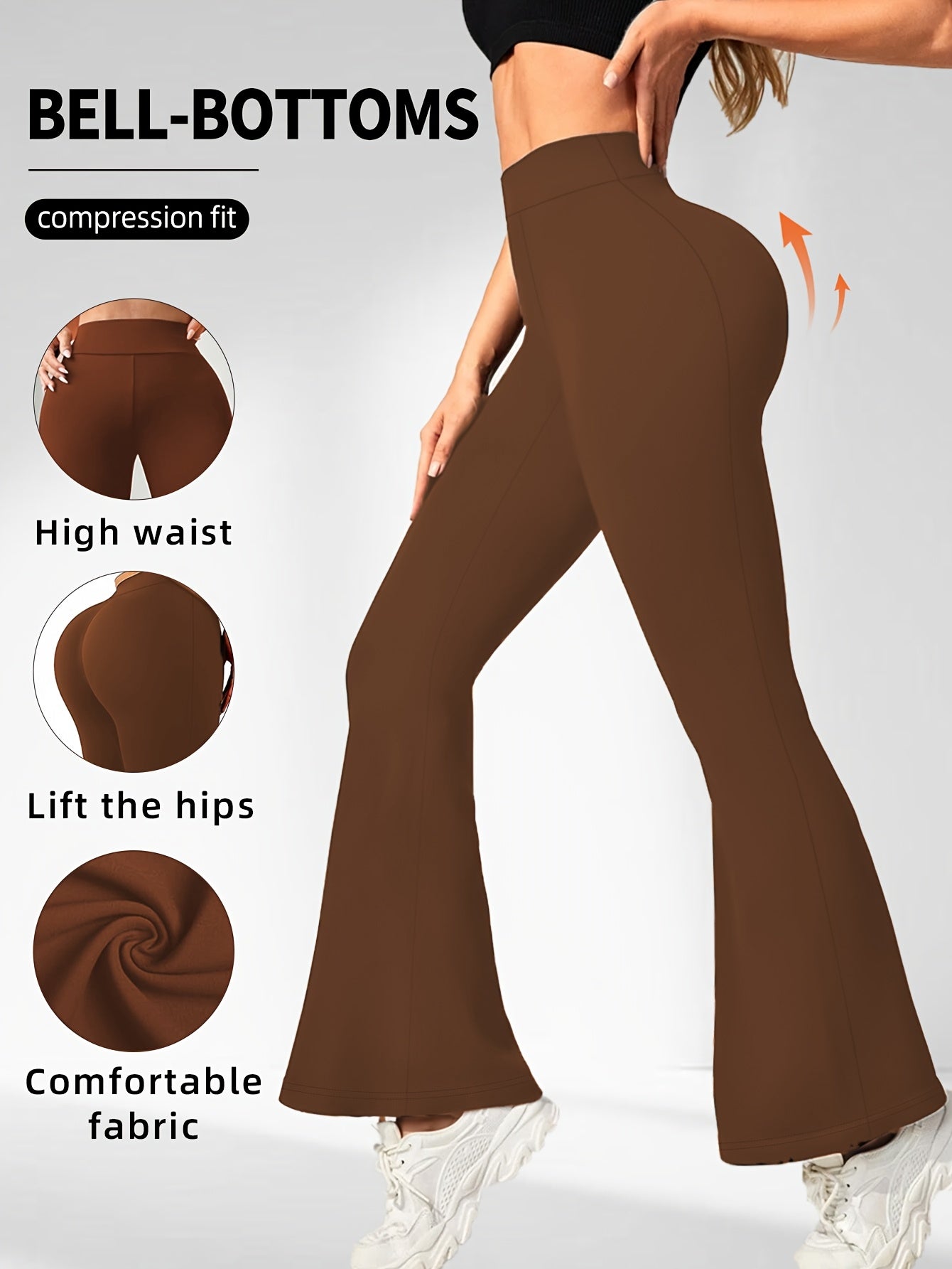 1 pair of Women's bootleg yoga pants, tummy control fitness leggings with non-transparent flared design